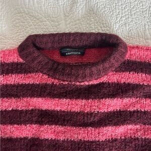 Simons Pink and Burgundy Striped Sweater